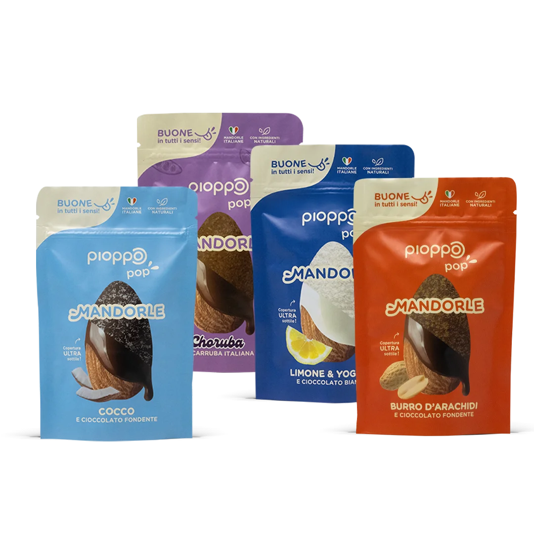 Packaging flessibile personalizzato per settore healthy snack con il cliente Pioppo
